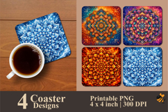 Beauty Mandala Coaster Sublimation Design Product Image 1