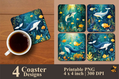 Coral Bloom Coaster Sublimation Design Product Image 1