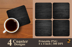Black Wood Textured Coaster Sublimation Design Product Image 1