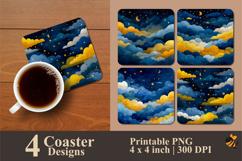 Cheerful Clouds Coaster Sublimation Design Product Image 1
