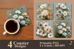 Pastel Wildflower Charm Coaster Sublimation Design Product Image 1