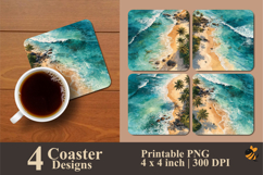 Wide Beach Coaster Sublimation Design Product Image 1