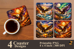 Stained Glass Eagle Coaster Sublimation Design Product Image 1