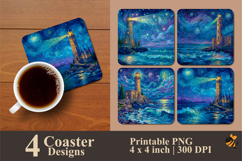 Beach Tower Coaster Sublimation Design Product Image 1