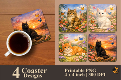 Colorful Companions Coaster Sublimation Design Product Image 1