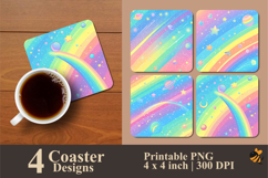 Rainbow Colorful Coaster Sublimation Design Product Image 1