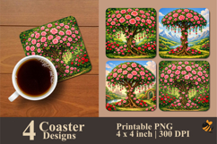 Garden of Eternal Roses Coaster Sublimation Design Product Image 1