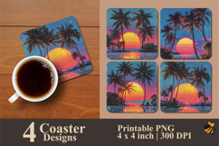 Neon Sun Coaster Sublimation Designs Product Image 1