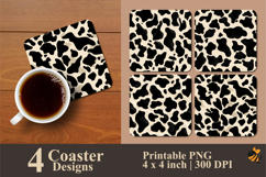 Creamy Cow Pattern Coaster Sublimation Design Product Image 1