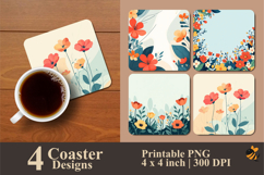 Flat Flower Vector Coaster Sublimation Design Product Image 1