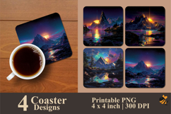 Aesthetic Mountains Coaster Sublimation Design Product Image 1
