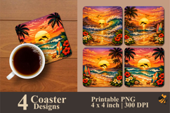 Dolphin Sunset Coaster Sublimation Design Product Image 1