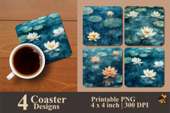Floating Lotus Coaster Sublimation Design Product Image 1