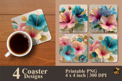 Elegancy Flower Coaster Sublimation Design Product Image 1