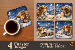 Animal Affection Coaster Sublimation Design Product Image 1