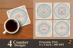 Lotus Mandala Coaster Sublimation Design Product Image 1