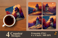 Ancient Tower Coaster Sublimation Design Product Image 1