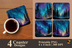 Forest Night Sky Coaster Sublimation Designs Product Image 1