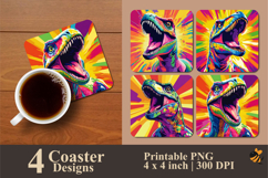 Angry Dinosaur Coaster Sublimation Design Product Image 1