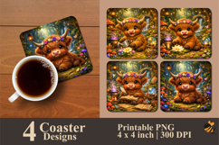 Enchanted Calf Coaster Sublimation Design Product Image 1