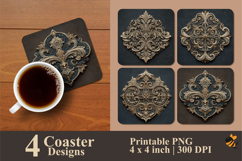 Regal Elegance Scroll Coaster Sublimation Design Product Image 1