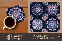 Square Mandala Coaster Sublimation Design Product Image 1