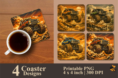 Vintage Monster Truck Coaster Sublimation Design Product Image 1