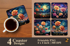 Good Night Flowers Coaster Sublimation Design Product Image 1