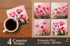 Simple Flower Coaster Sublimation Design Product Image 1