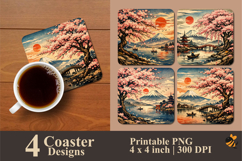 Retro Sakura View Coaster Sublimation Design Product Image 1