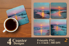 Romantic Sunset Tide Coaster Sublimation Design Product Image 1