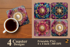 Celestial Mandala Coaster Sublimation Design Product Image 1