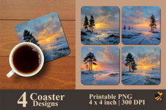 Evening Snow Road Coaster Sublimation Design Product Image 1