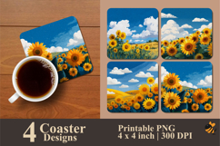 Sky Sunflower Coaster Sublimation Designs Product Image 1