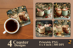 Winter Hot Drinks Coaster Sublimation Design Product Image 1