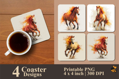 Horse Painting Coaster Sublimation Design Product Image 1