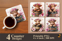 Happy Cow Fun Coaster Sublimation Design Product Image 1