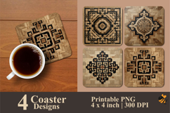 Wood Art Coaster Sublimation Design Product Image 1