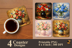 Painting Flower Coaster Sublimation Design Product Image 1