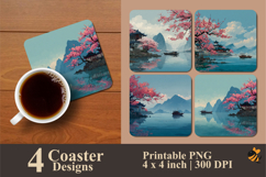 Spring Mist Landscape Coaster Sublimation Design Product Image 1