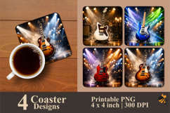 Spotlight Guitar Coaster Sublimation Design Product Image 1
