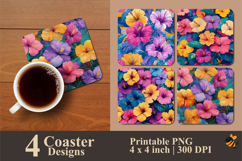 Hawaiian Flowers Coaster Sublimation Design Product Image 1