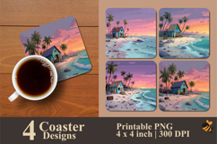 Cartoon Beach Coaster Sublimation Design Product Image 1