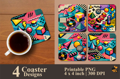 Retro Memphis Art Coaster Sublimation Design Product Image 1