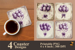 Purple Balloon Coaster Sublimation Design Product Image 1