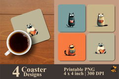Funny Cat Coaster Sublimation Design Product Image 1