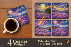 Galactic Bloom Coaster Sublimation Design Product Image 1