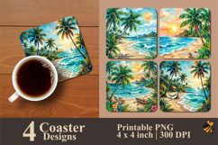 Tropical beach Coaster Sublimation Design Product Image 1