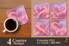 Pink Heart Coaster Sublimation Design Product Image 1