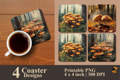 Wild Forest Mushrooms Coaster Sublimation Design Product Image 1